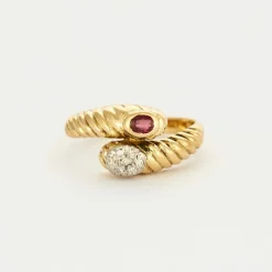Bague Toi & Moi or jaune rubis et diamants