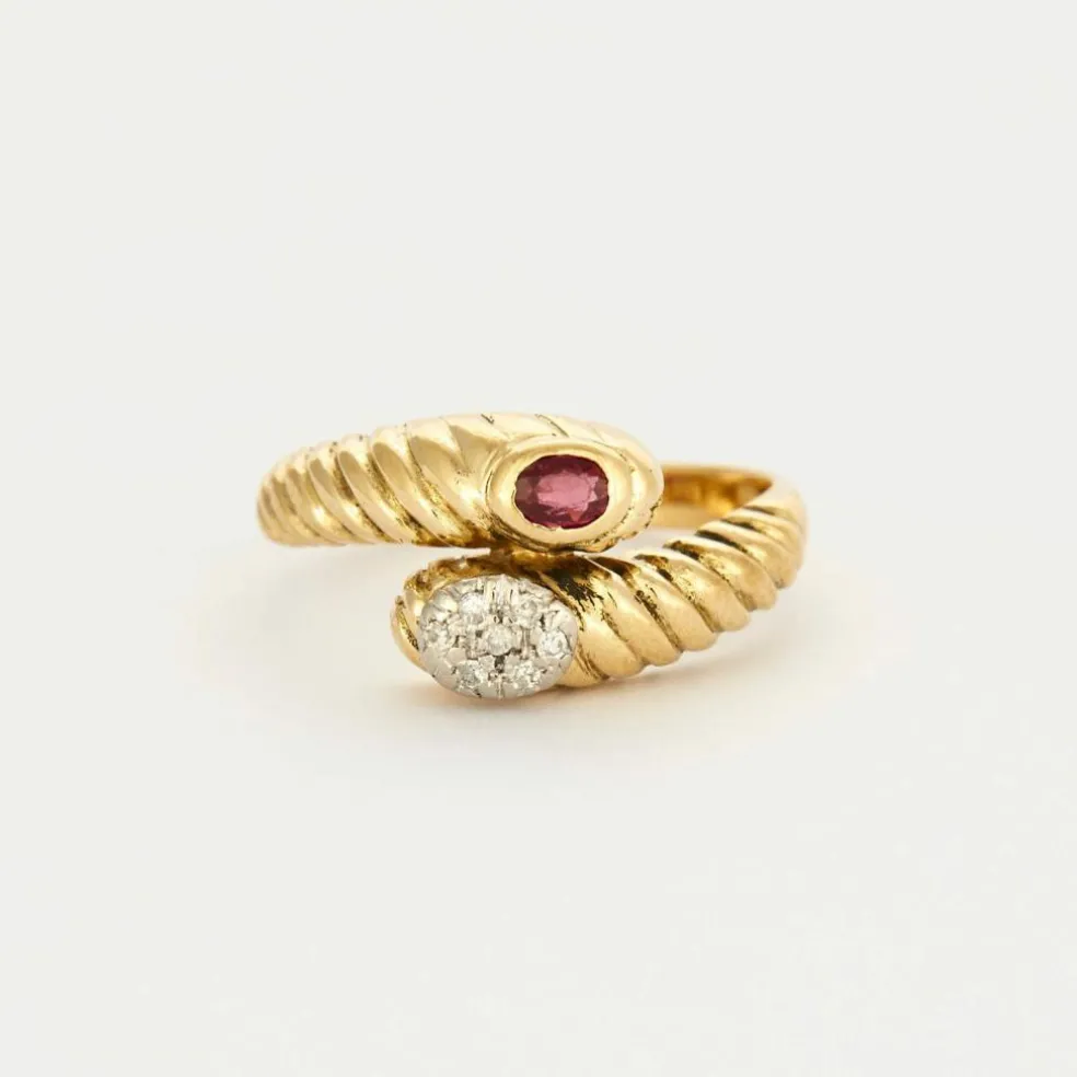 Bague Toi & Moi or jaune rubis et diamants