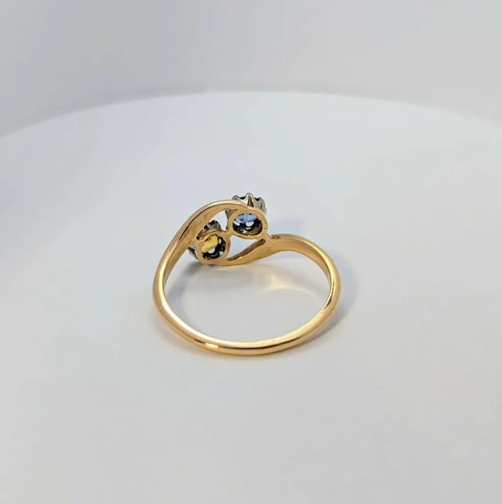 Bague Toi & Moi or jaune saphirs