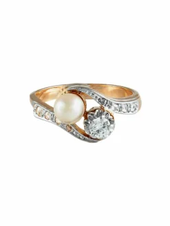 Bague Toi & Moi Or Perle et Diamants