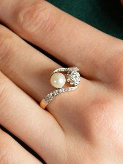 Bague Toi & Moi Or Perle et Diamants