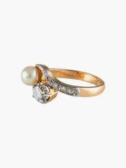 Bague Toi & Moi Or Perle et Diamants