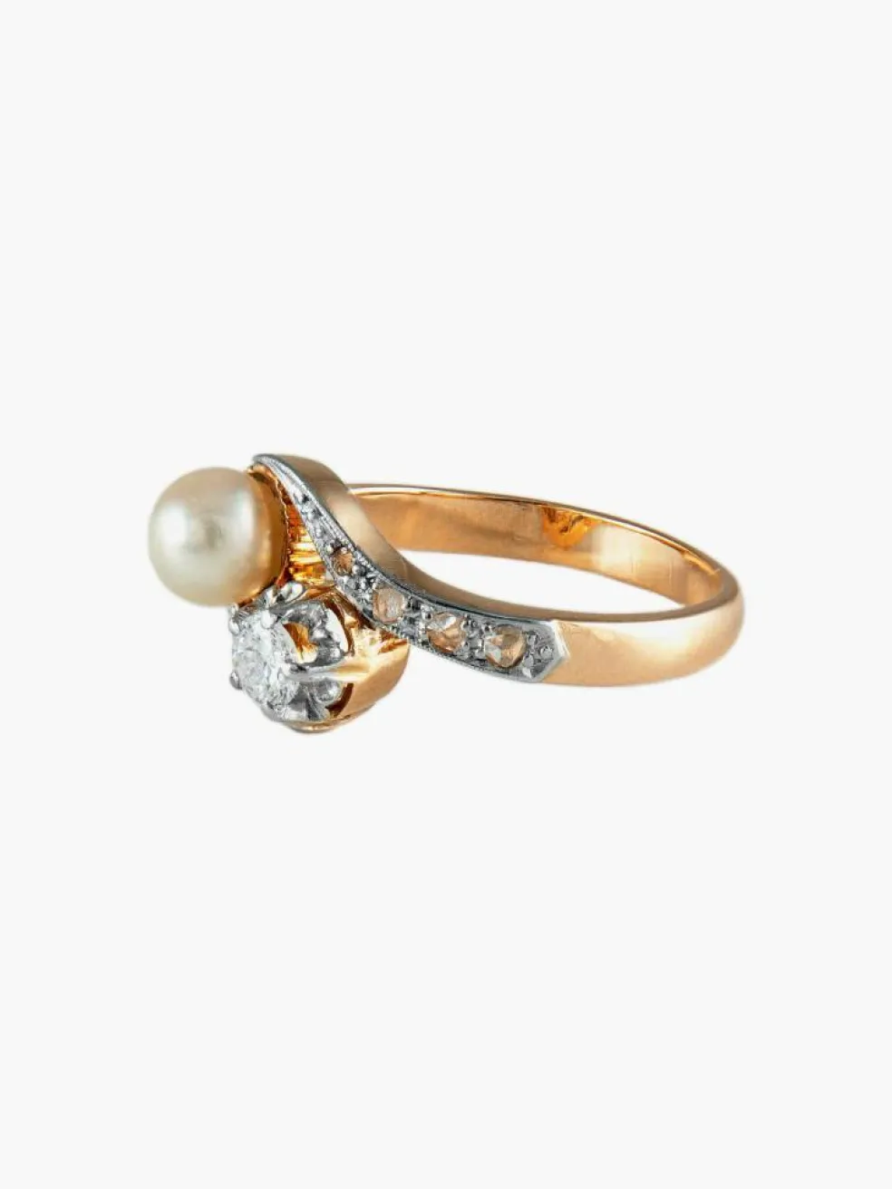 Bague Toi & Moi Or Perle et Diamants