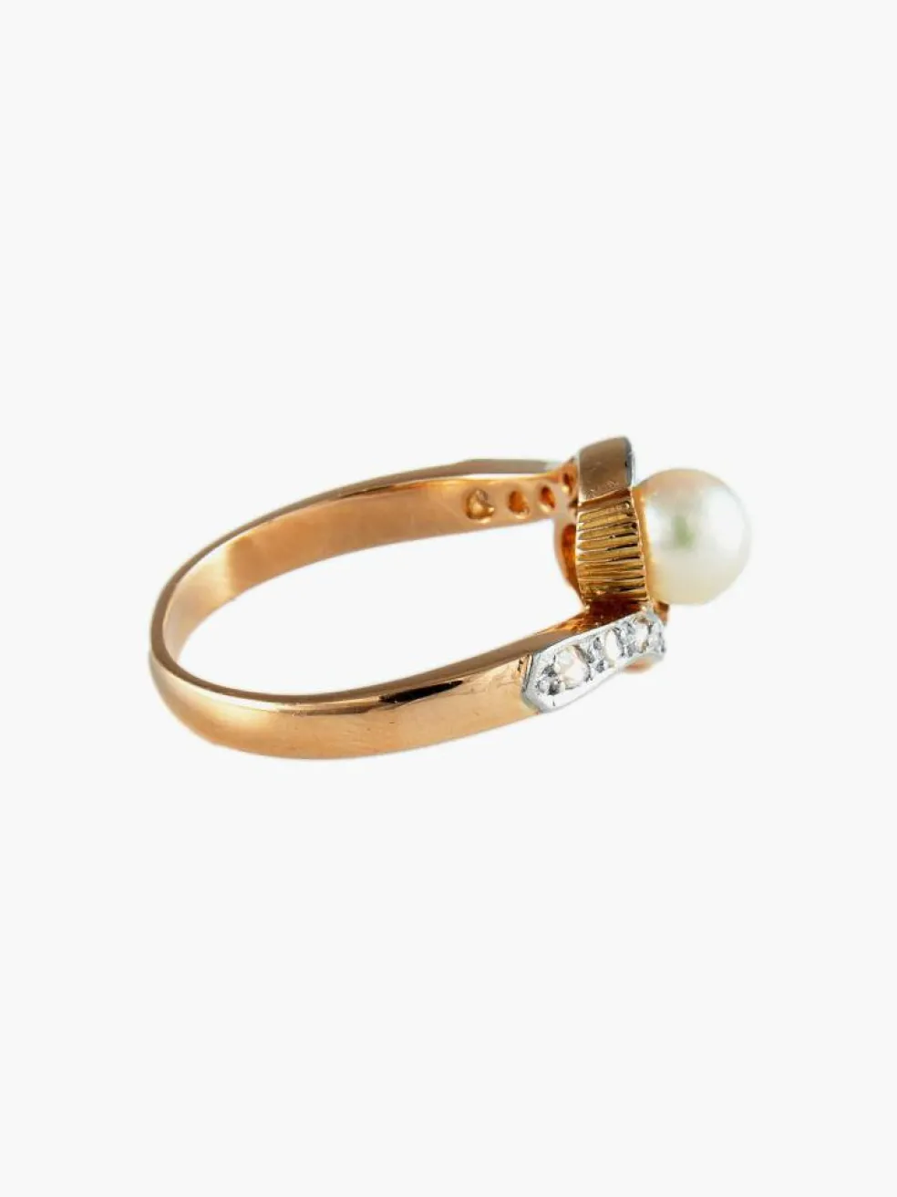 Bague Toi & Moi Or Perle et Diamants