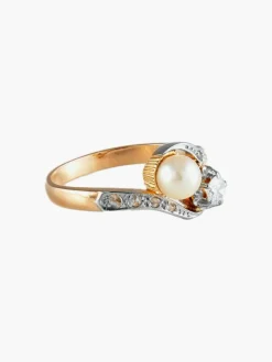 Bague Toi & Moi Or Perle et Diamants