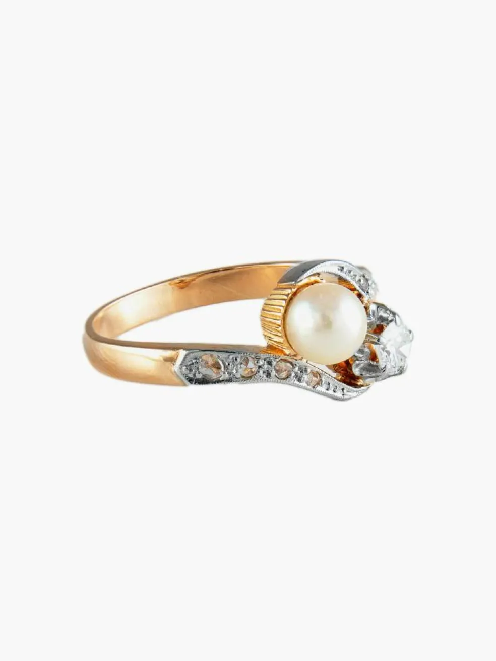 Bague Toi & Moi Or Perle et Diamants