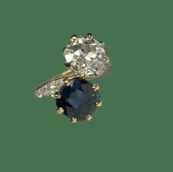 Bague "TOI & MOI" or saphir diamants