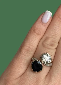 Bague "TOI & MOI" or saphir diamants