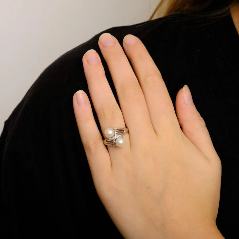 Bague Toi & Moi Perles et Diamants