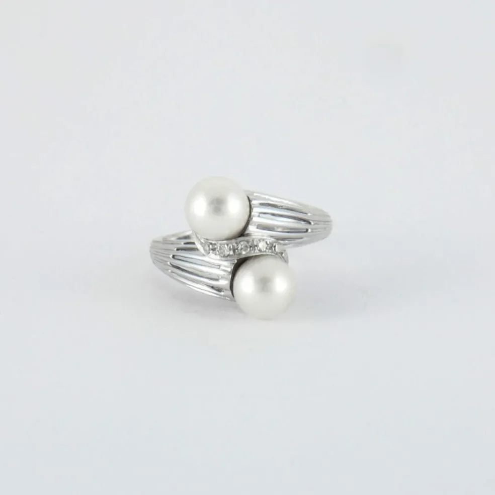 Bague Toi & Moi Perles et Diamants