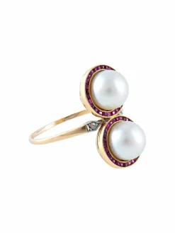 Bague Toi & Moi Perles Rubis