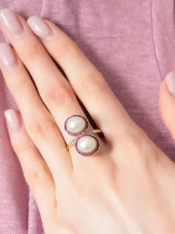 Bague Toi & Moi Perles Rubis