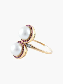 Bague Toi & Moi Perles Rubis