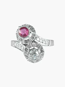 Bague Toi & Moi rubis et diamant