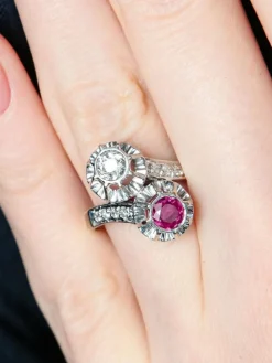 Bague Toi & Moi rubis et diamant