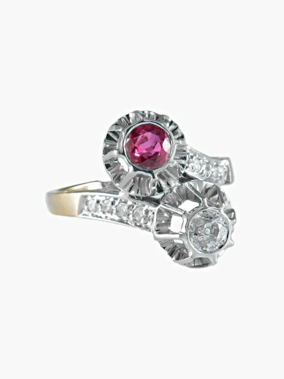 Bague Toi & Moi rubis et diamant