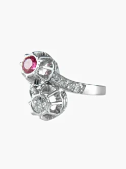 Bague Toi & Moi rubis et diamant