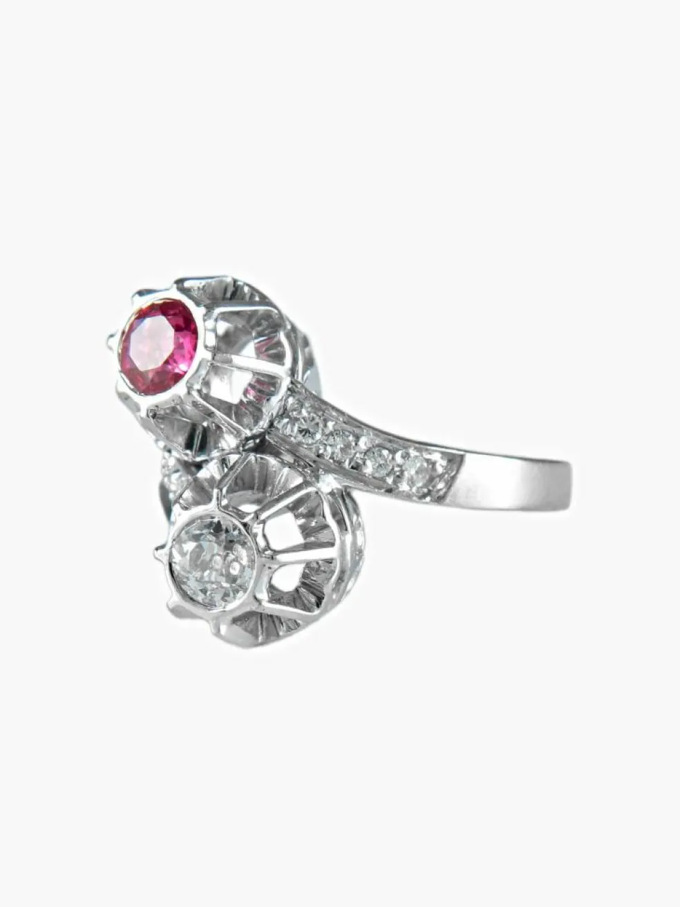 Bague Toi & Moi rubis et diamant