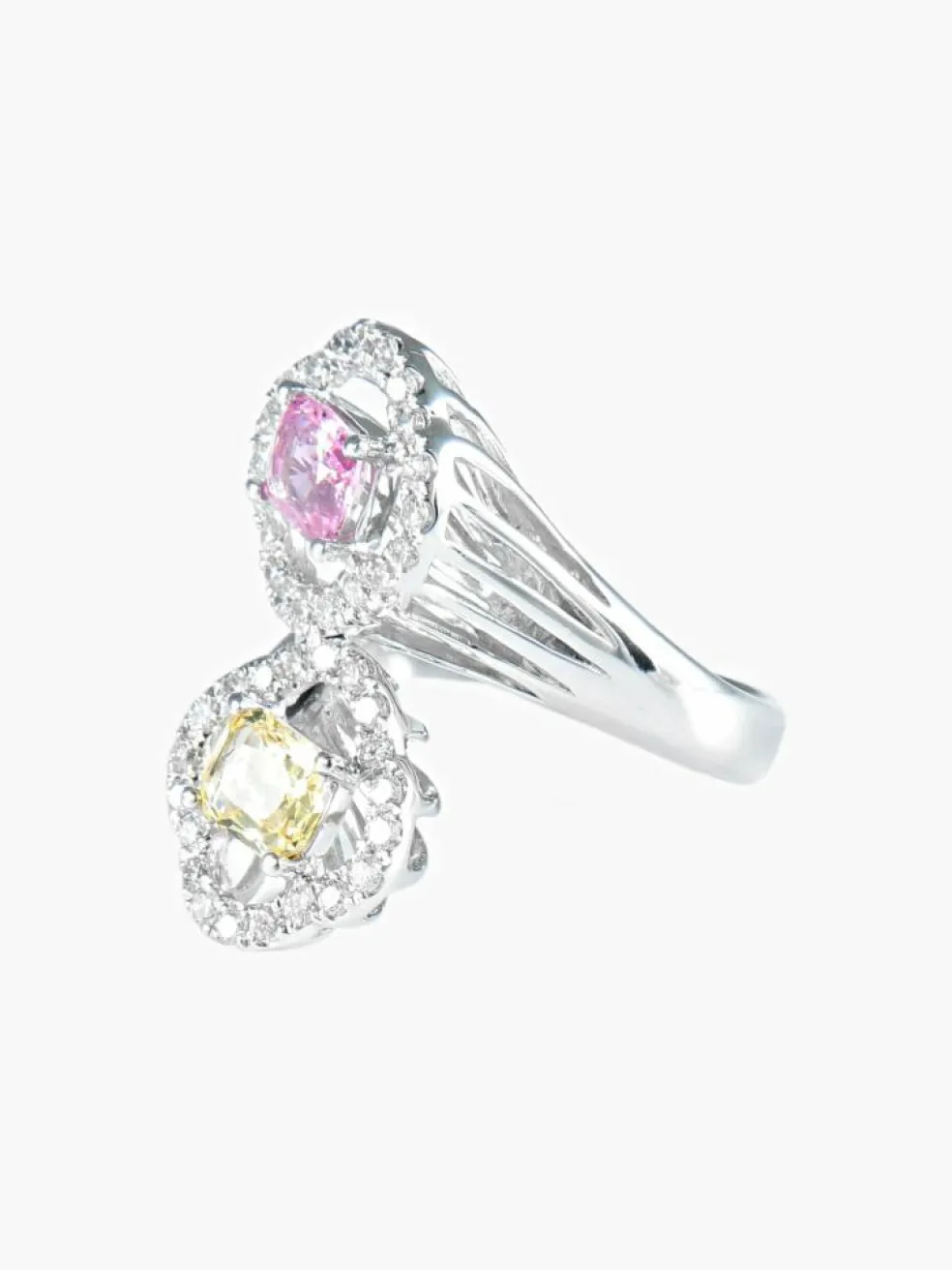 Bague Toi & Moi Saphirs rose et jaune