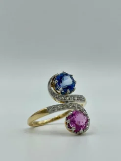 Bague Toi & Moi saphirs rose et bleu