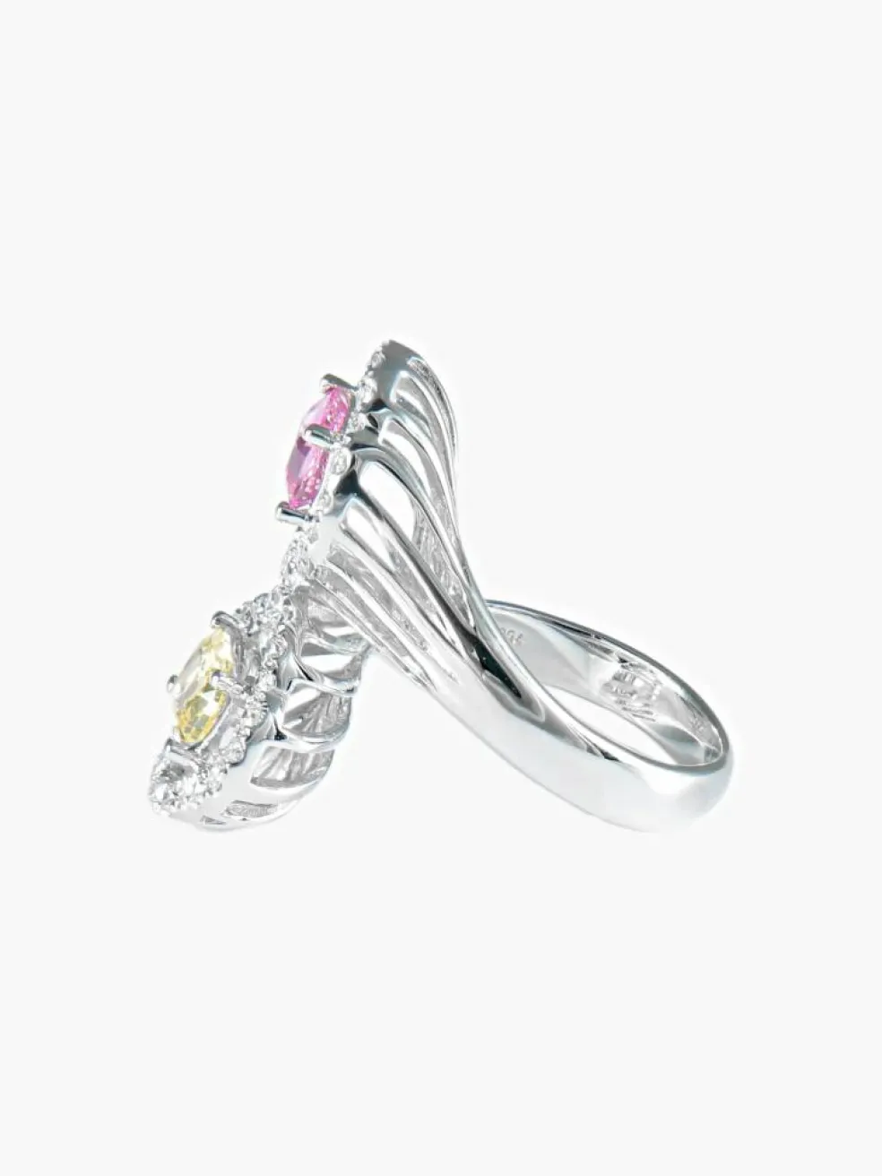 Bague Toi & Moi Saphirs rose et jaune