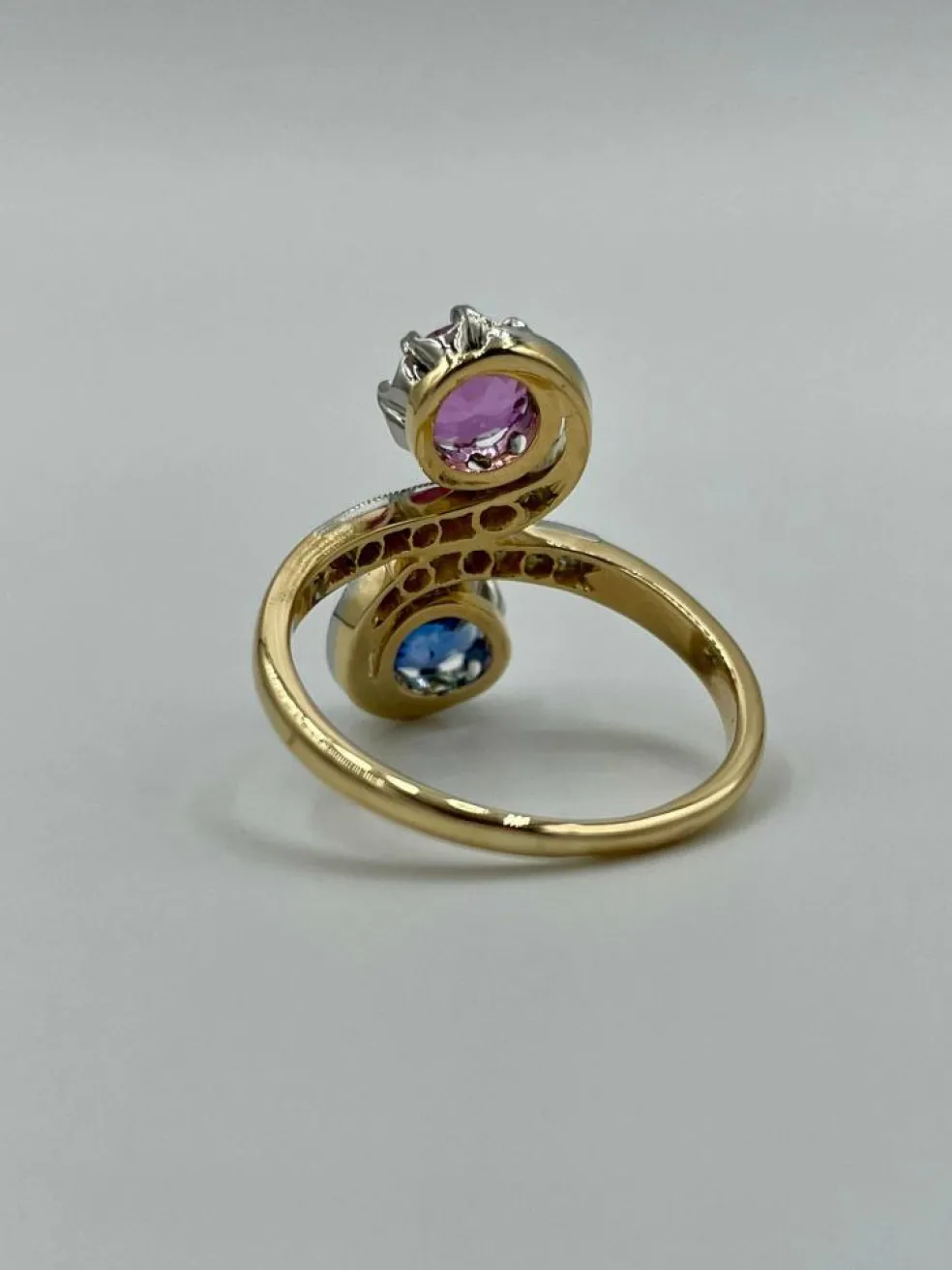 Bague Toi & Moi saphirs rose et bleu