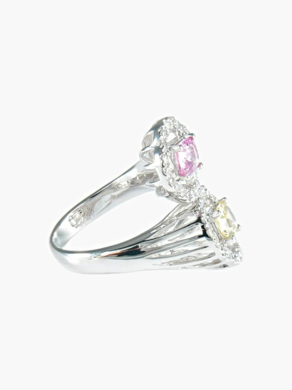 Bague Toi & Moi Saphirs rose et jaune