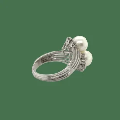 Bague Toi et Moi - Or blanc - Perles de culture et Diamants