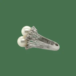 Bague Toi et Moi - Or blanc - Perles de culture et Diamants