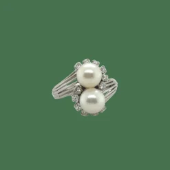 Bague Toi et Moi - Or blanc - Perles de culture et Diamants