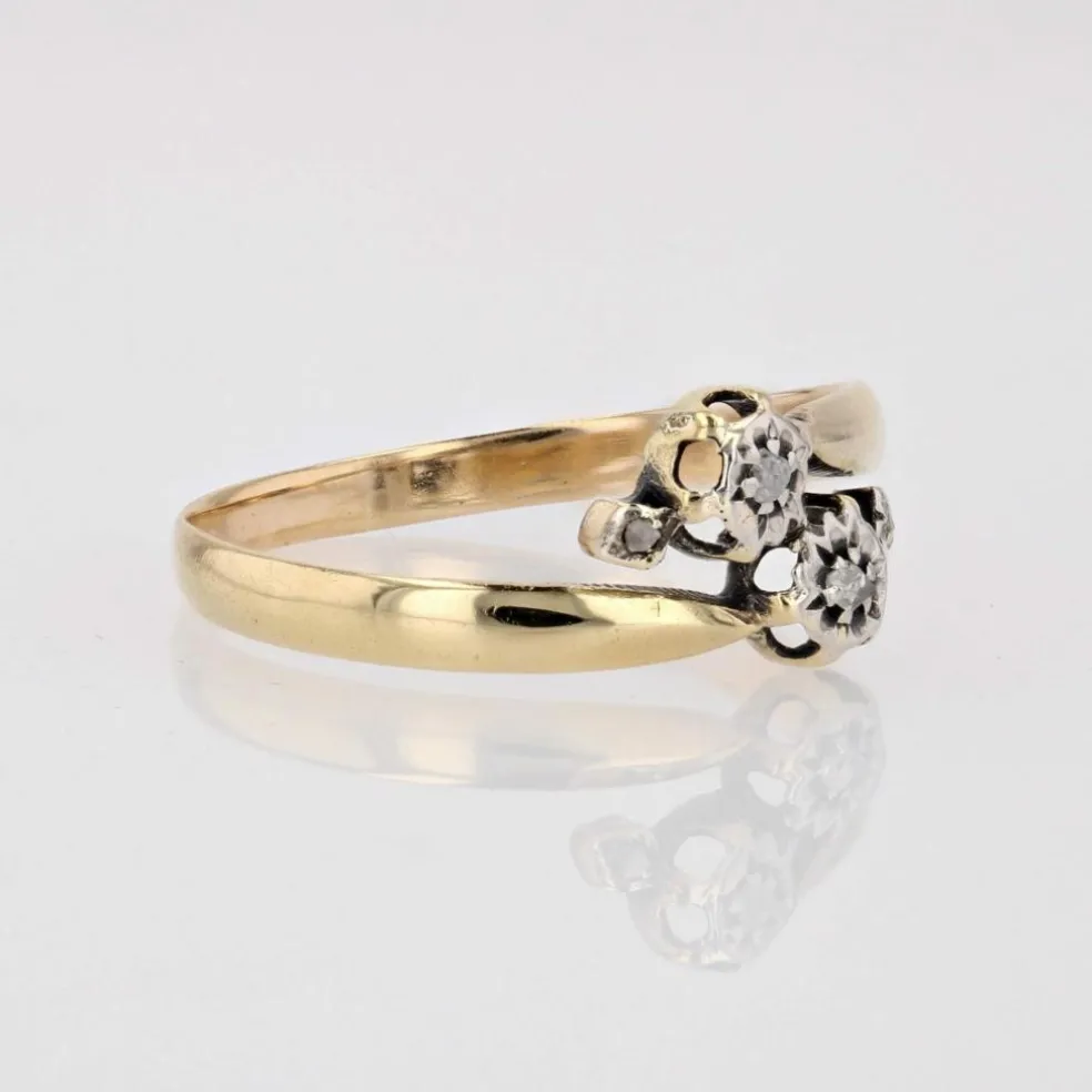 Bague Toi et Moi ancienne diamants taillés en rose