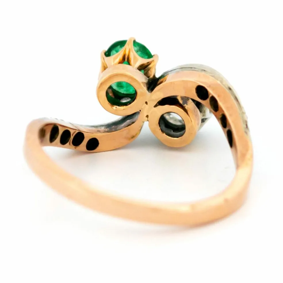 Bague Toi Et Moi Argent Diamant Émeraude