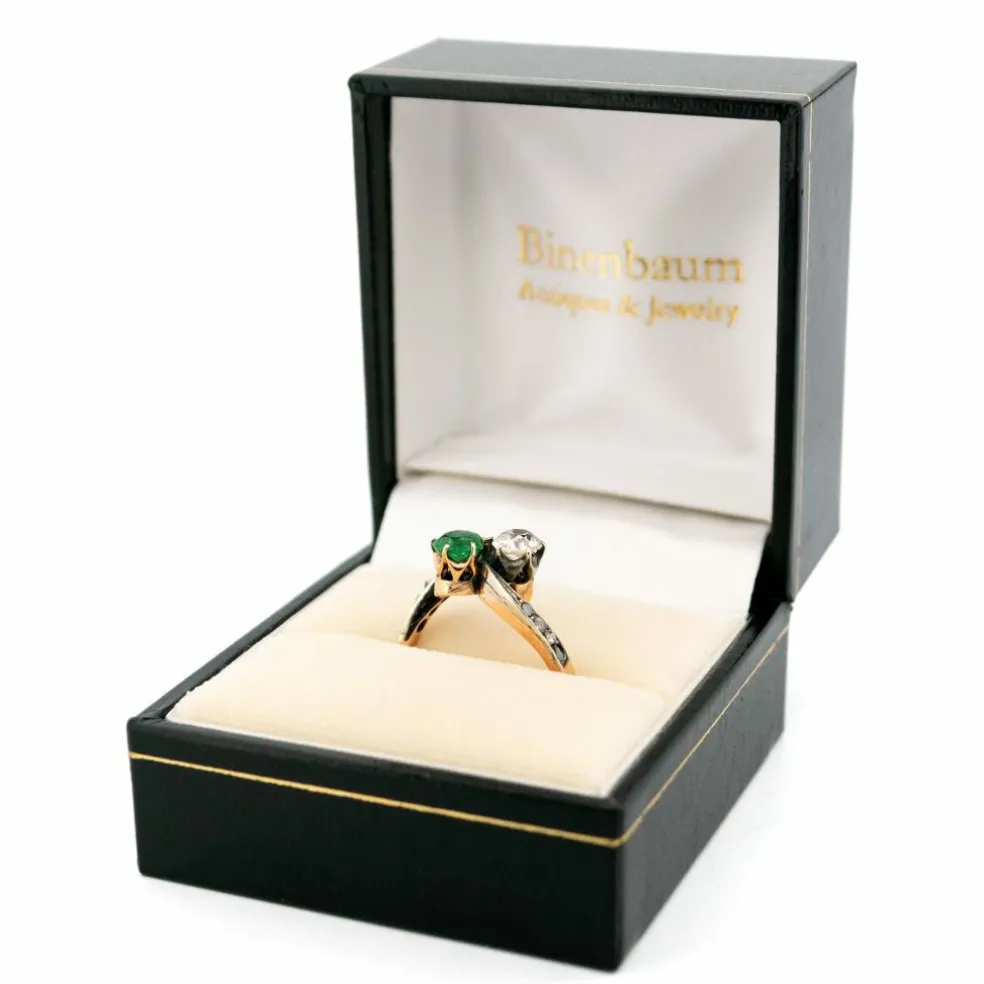 Bague Toi Et Moi Argent Diamant Émeraude