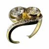 Bague Toi et Moi Art Nouveau or jaune, platine, diamants