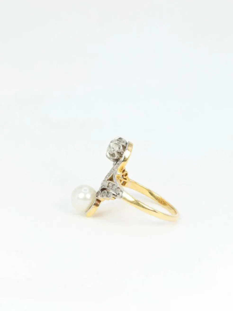 Bague toi et moi Belle-Epoque diamants et perle