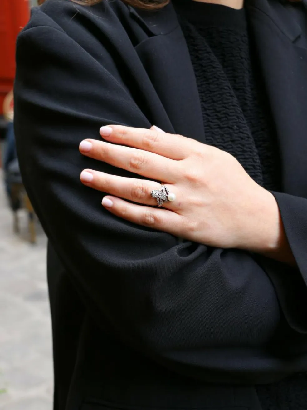 Bague toi et moi Belle-Epoque diamants et perle