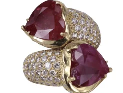 Bague Toi et moi coeur rubis et diamant