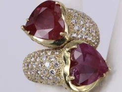 Bague Toi et moi coeur rubis et diamant