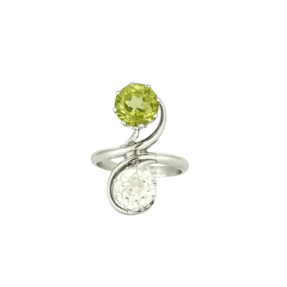 Bague Toi et Moi diamant et péridot