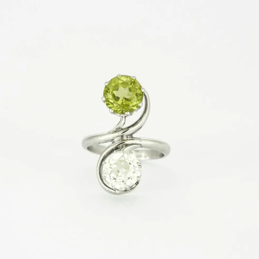 Bague Toi et Moi diamant et péridot