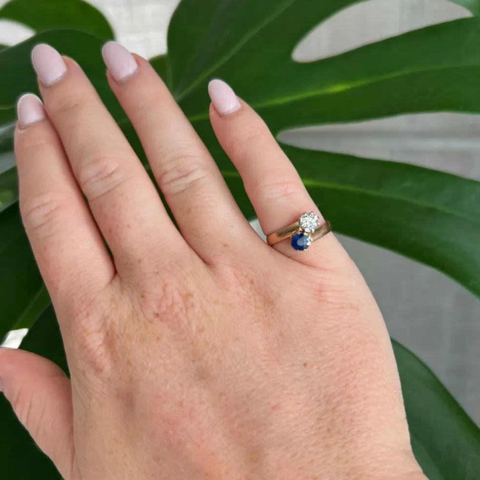 Bague Toi et Moi Diamant et Saphir circa 1900