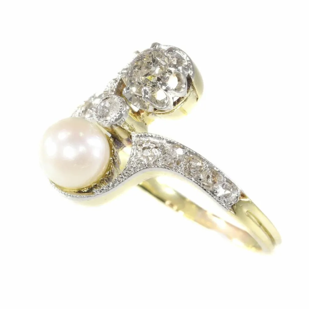 Bague toi et moi, diamant et perle