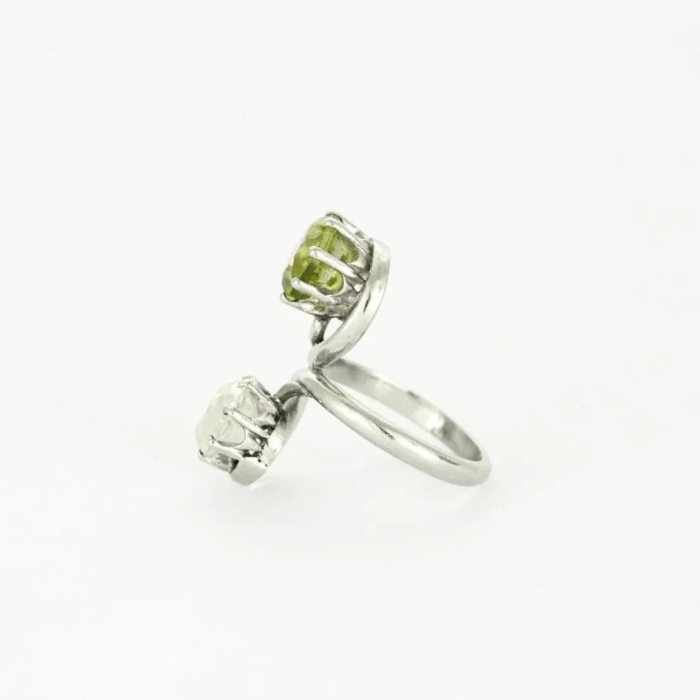 Bague Toi et Moi diamant et péridot