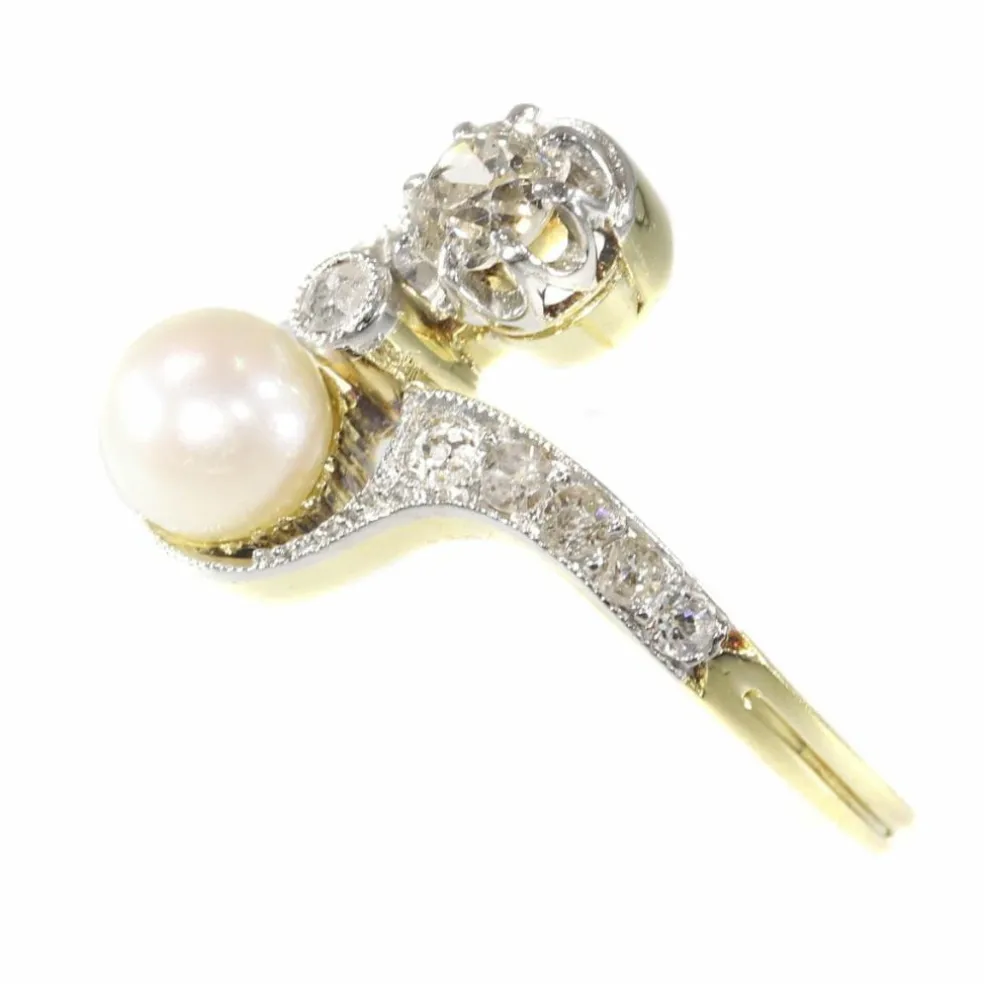 Bague toi et moi, diamant et perle