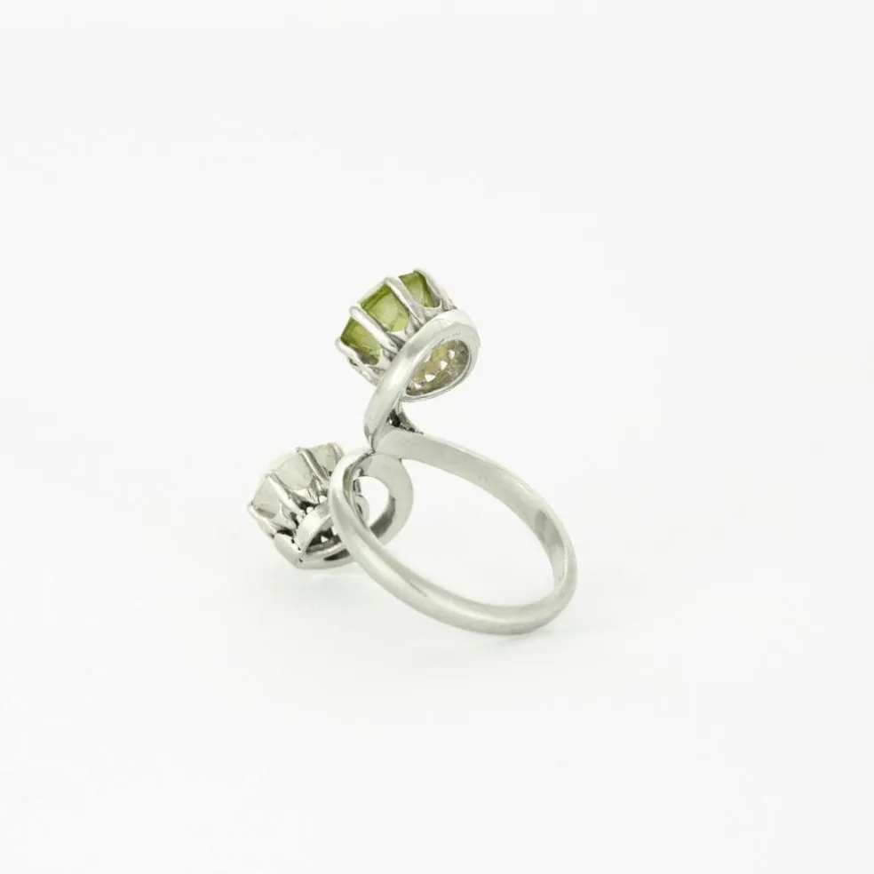 Bague Toi et Moi diamant et péridot