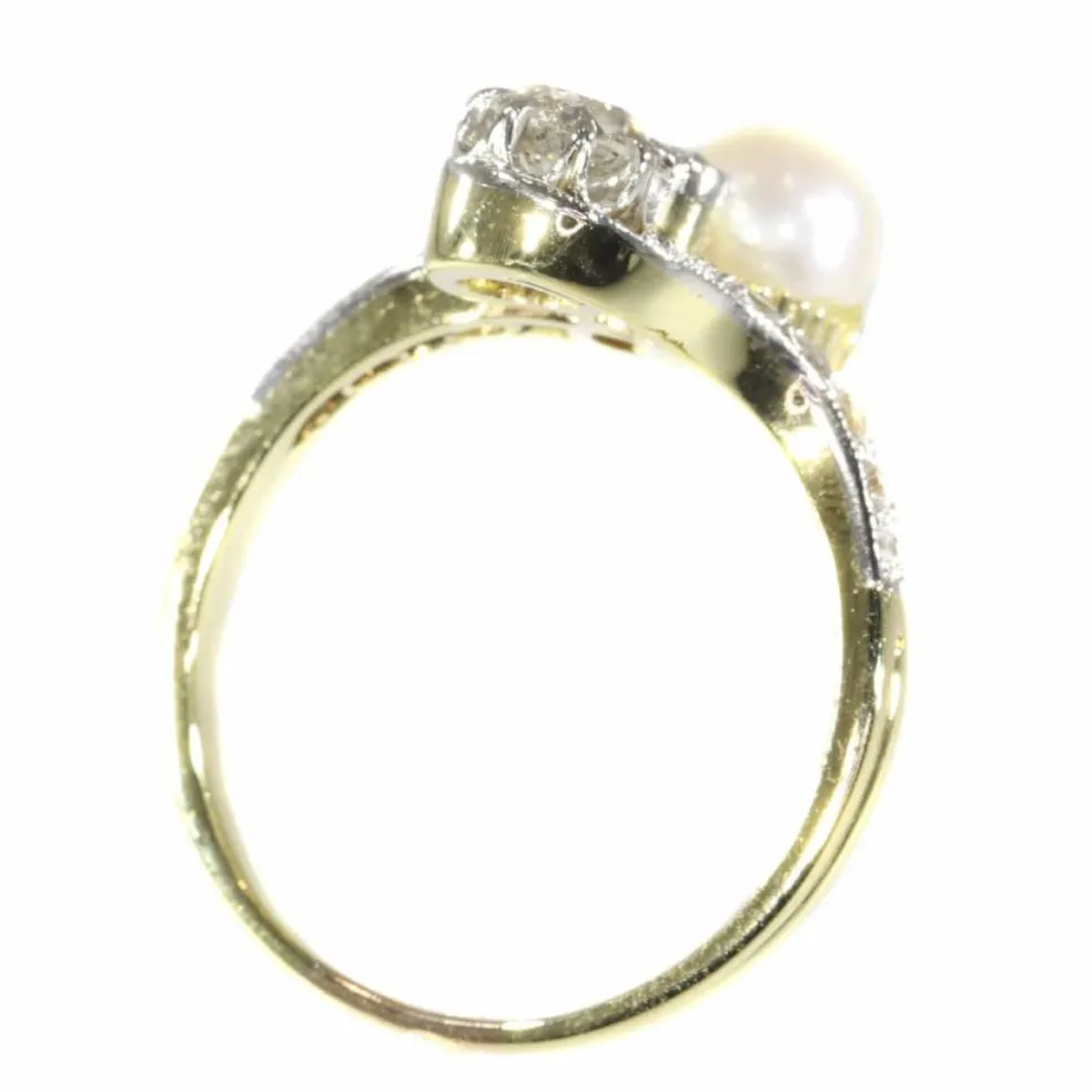 Bague toi et moi, diamant et perle