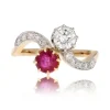 Bague toi et moi diamants et rubis