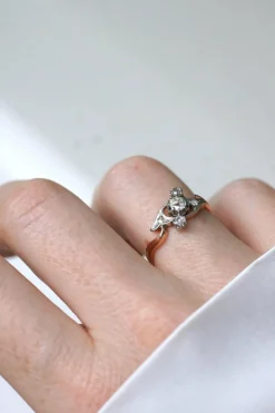 Bague Toi et Moi diamants, or rose et platine