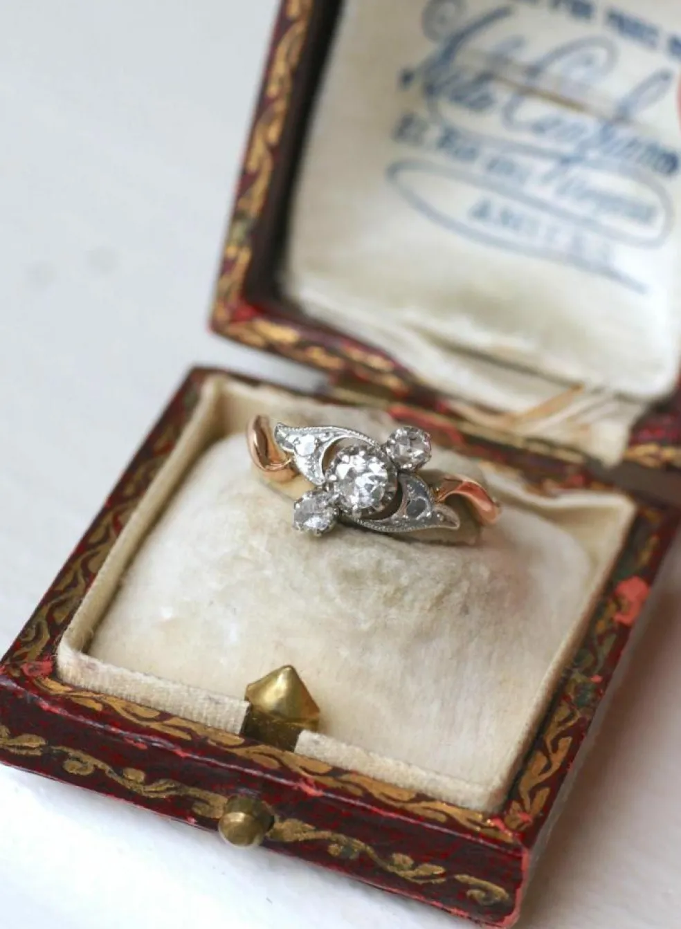 Bague Toi et Moi diamants, or rose et platine
