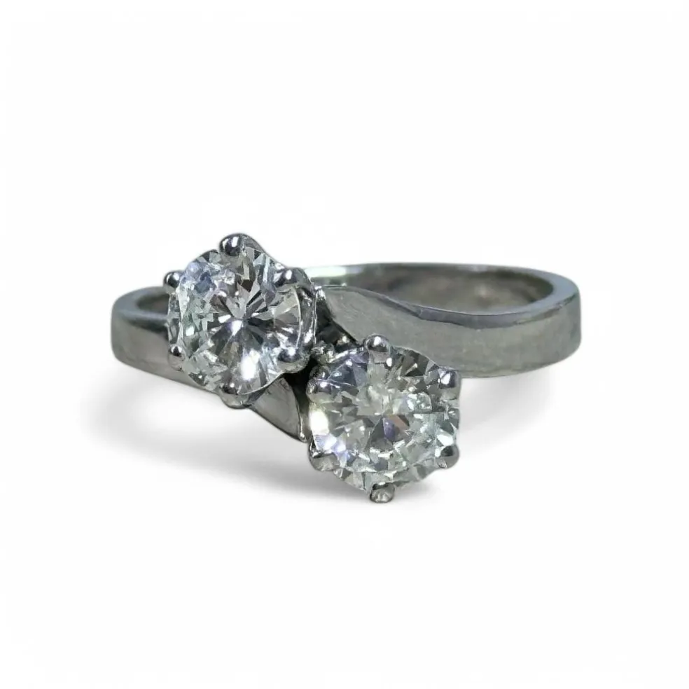 Bague toi et moi diamants en or blanc